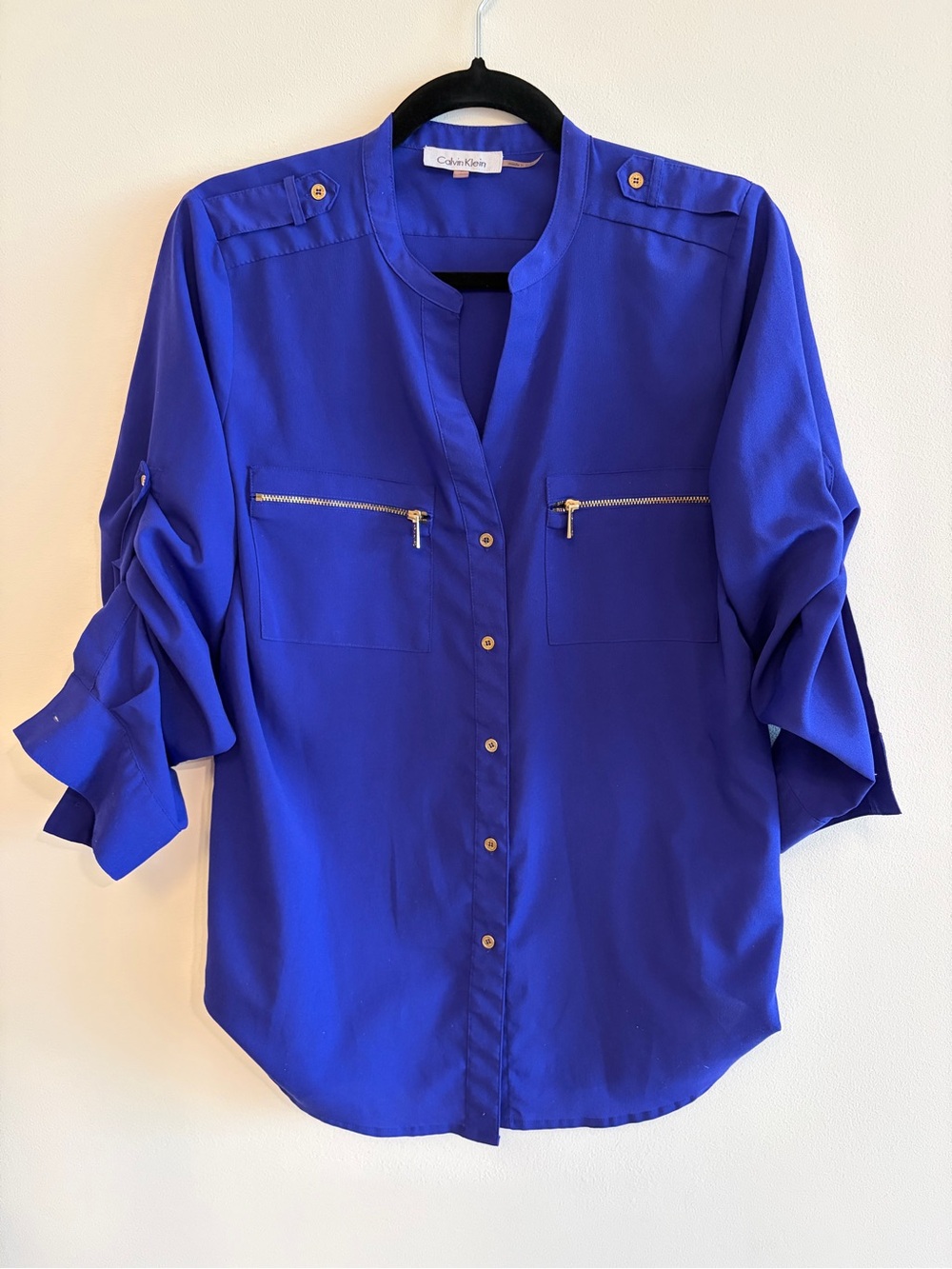 Calvin Klein Purple and Gold Blouse Size S